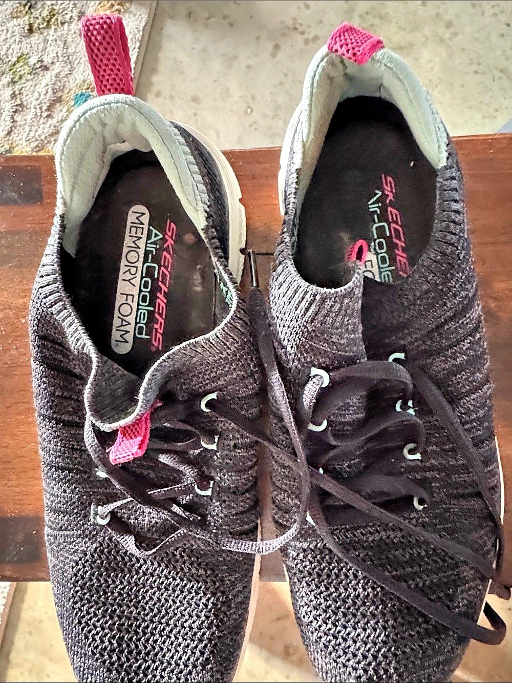 Skechers Memory Foam Black & Pink Athletic Shoes